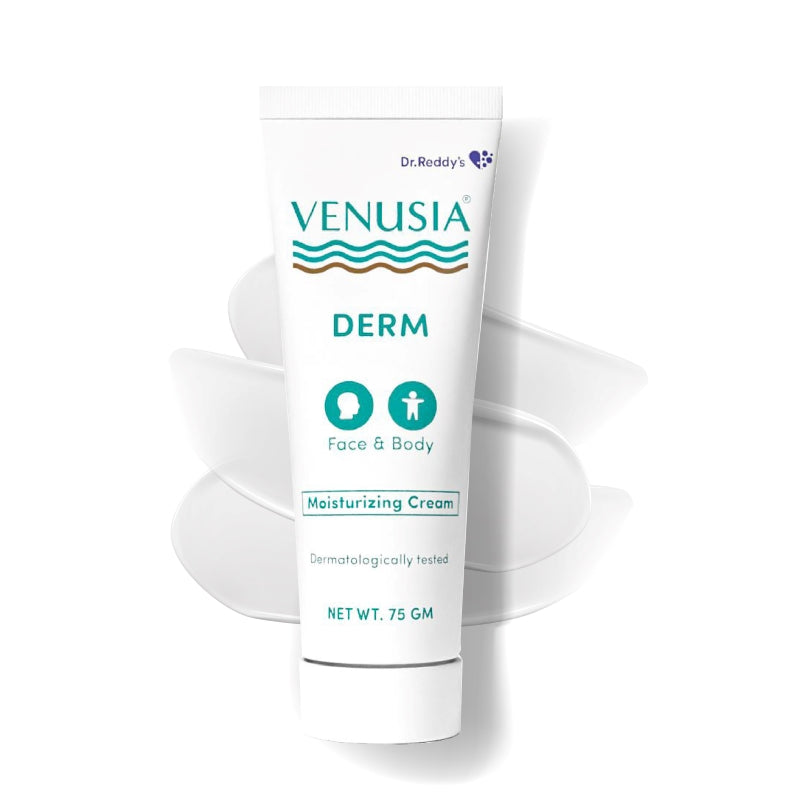 Dr. Reddy's I Venusia DERM Moisturizing Cream for Dry Skin I For Face and Body I Contains Shea, Mango, Aloe & Cocoa Butter I Upto 24 * hrs Intense Hydration I Paraben Free & Non Irritant formula I Dermat Recommended |75 g