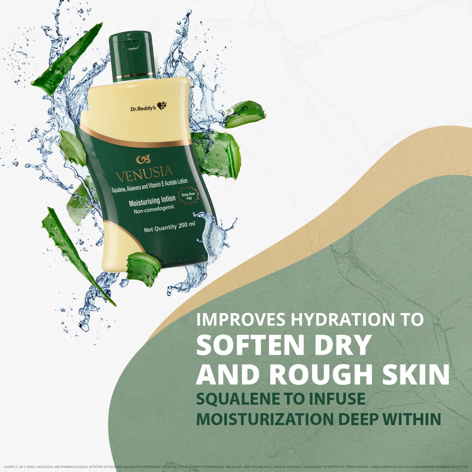 Dr. Reddy'sVENUSIA  Moisturizing Lotion With Aloe Vera, Vitamin E and Squalene, Everyday Use Lotion, for All Skin Types, Smooth and Moisturized Skin for Long Hours, Non-Greasy | 200ml
