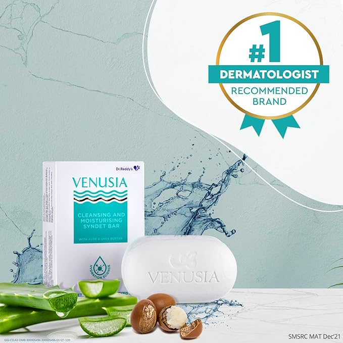Dr. Reddy's Venusia Max Intensive Moisturizing Lotion, 500g & Venusia Moisturizing Bathing Bar, Syndet Bar, 75gfor All Skin Types, Repairs Dry Skin, Soft and Smooth Skin, Moisturized and Hydrated Skin (Combo)